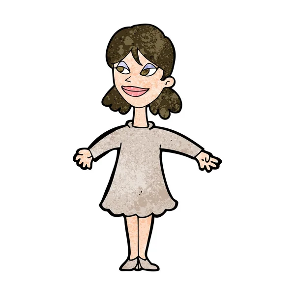 Mujer de dibujos animados con los brazos abiertos — Archivo Imágenes Vectoriales