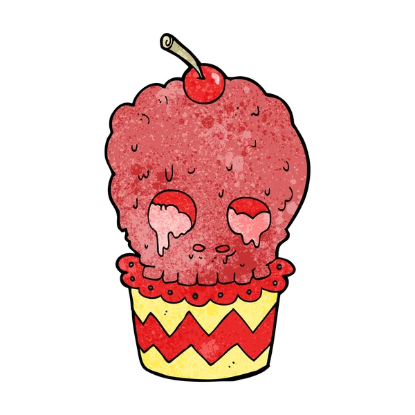 Spooky kafatası cupcake karikatür — Stok Vektör