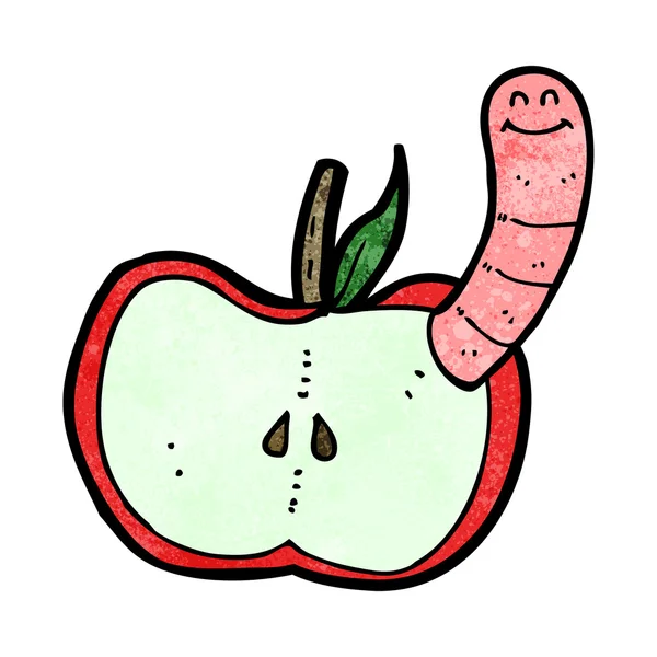 Manzana de dibujos animados con gusano — Archivo Imágenes Vectoriales