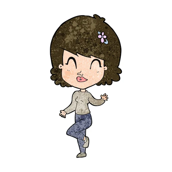 Mooie vrouw cartoon dansen — Stockvector