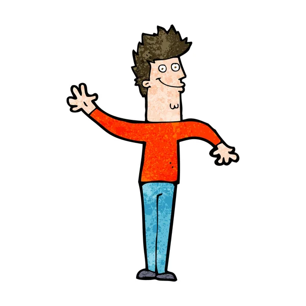 Cartoon happy waving man — Stock Vector