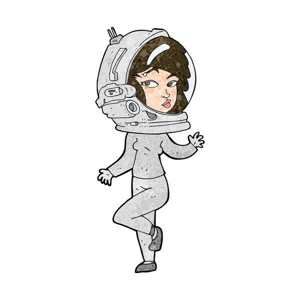 Wanita kartun memakai helm luar angkasa - Stok Vektor