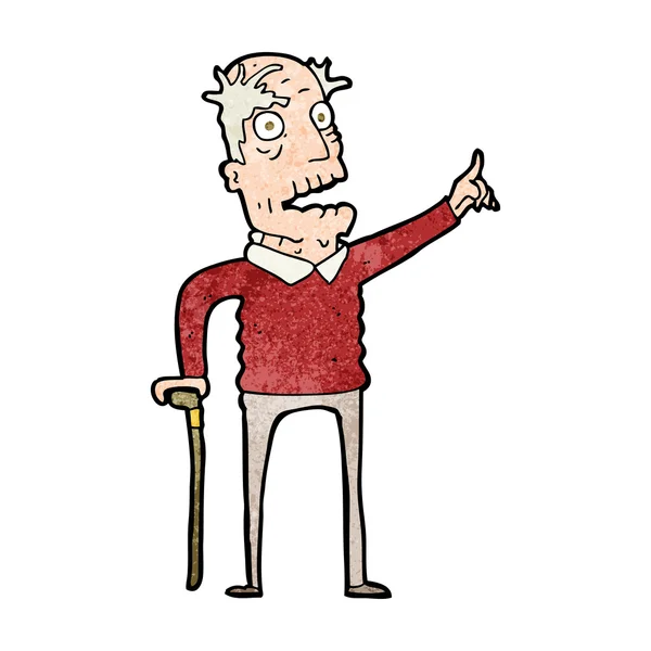 Hombre viejo de dibujos animados con bastón — Archivo Imágenes Vectoriales