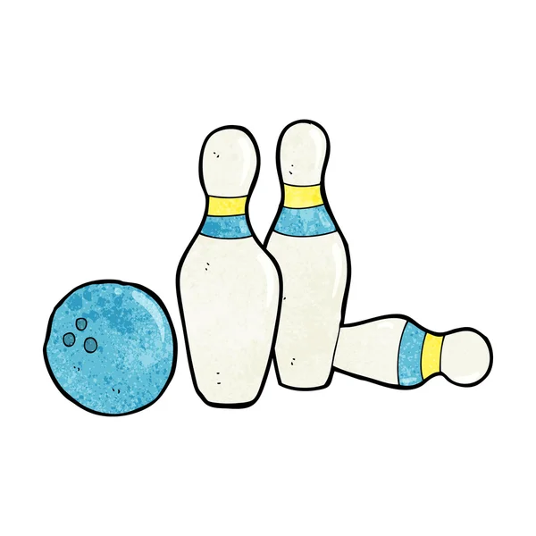 Cartoon bowling ball and skittles — Stock Vector