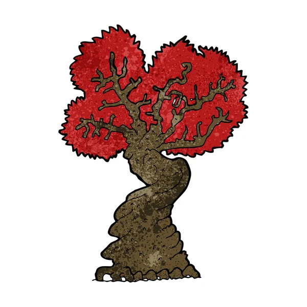 Cartoon stor röd gamla träd — Stock vektor