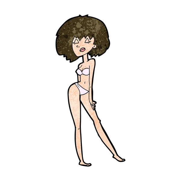 Cartoon kvinna i bikini — Stock vektor