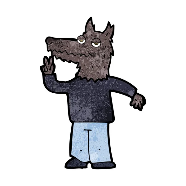 Dessin animé heureux loup homme — Image vectorielle