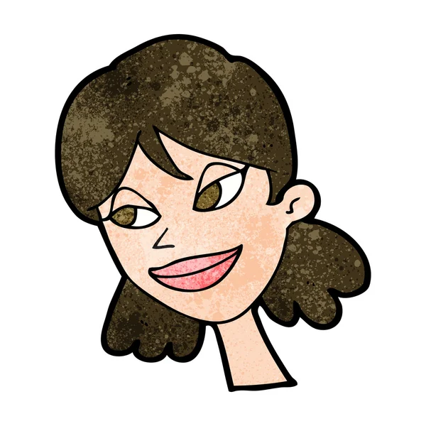 Karikatur glückliches weibliches Gesicht — Stockvektor