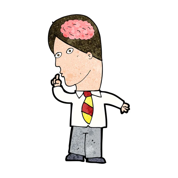 Cartoon businessman with huge brain — Stock Vector