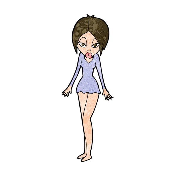 Cartoon woman in short dress — Stock Vector