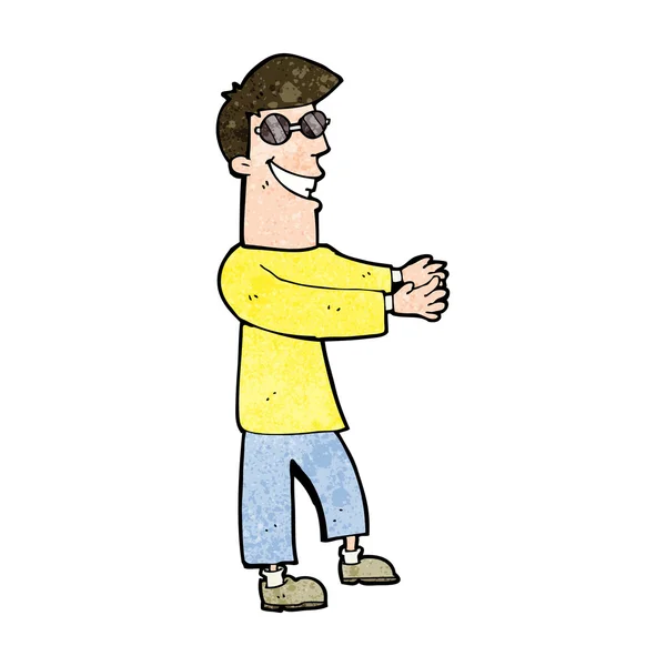 Cartoon grijnzende man dragen bril — Stockvector