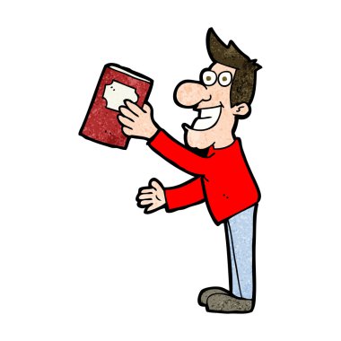 Kitaplı çizgi film adamı.