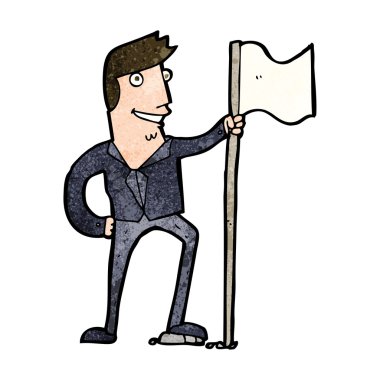 Çizgi filmci bayrak dikiyor.