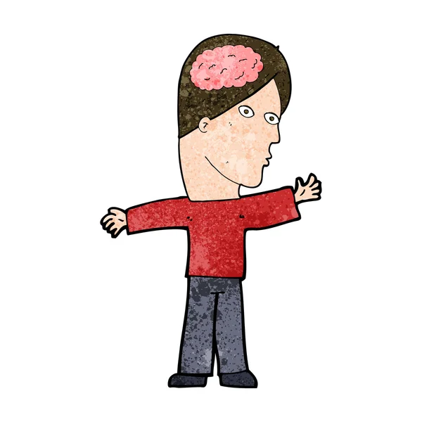 Homem dos desenhos animados com cérebro —  Vetores de Stock