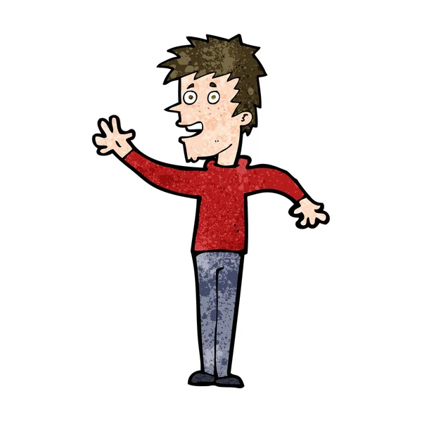 Karikatur glücklicher Junge winkt — Stockvektor