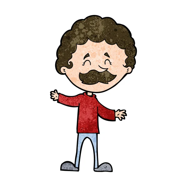 Desenho animado homem feliz com bigode —  Vetores de Stock