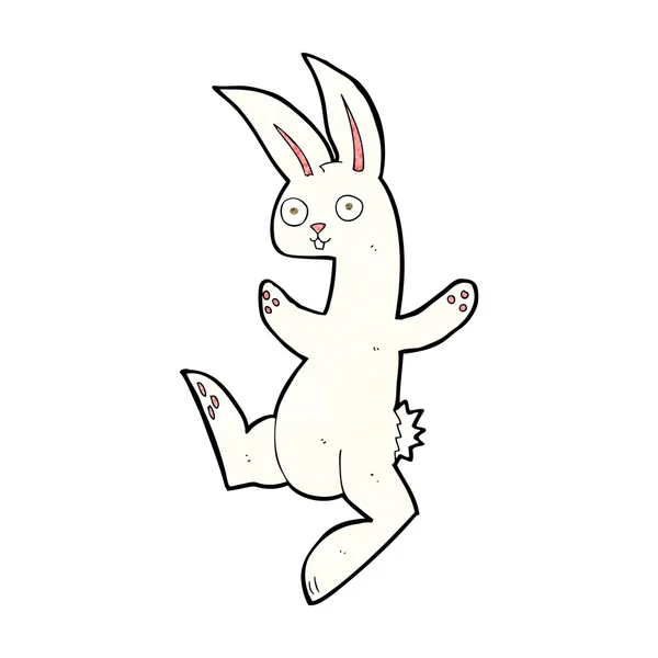 Divertido conejo blanco de dibujos animados — Vector de stock