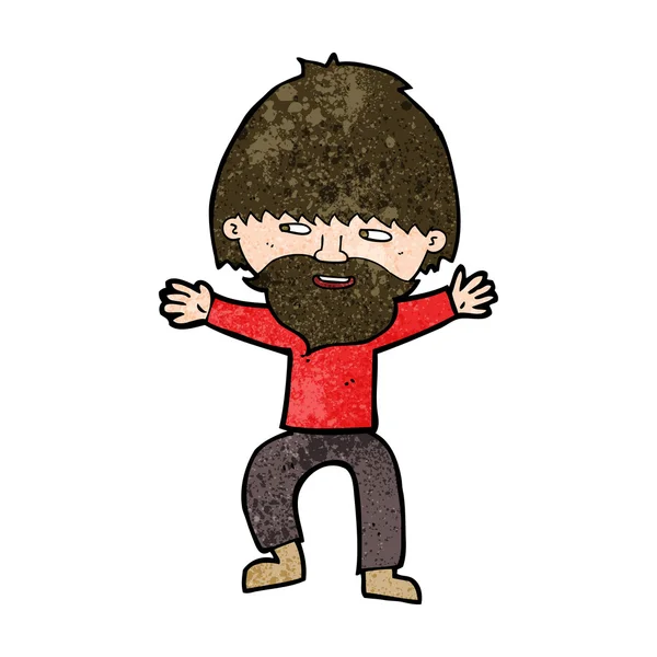 Dessin animé homme heureux avec barbe — Image vectorielle