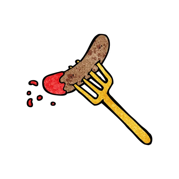 Hotdog de dibujos animados y ketchup — Vector de stock