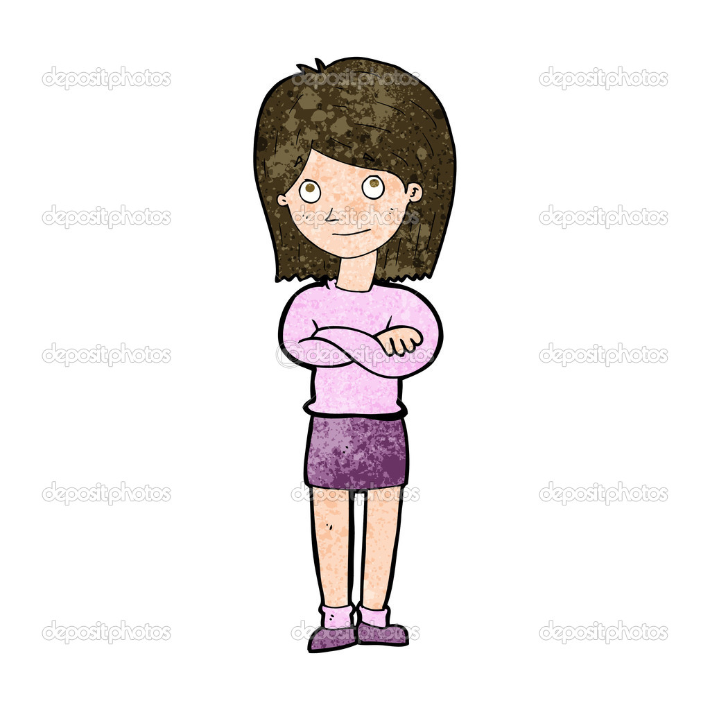 Cartoon friendly girl rolling eyes Stock Vector Image by