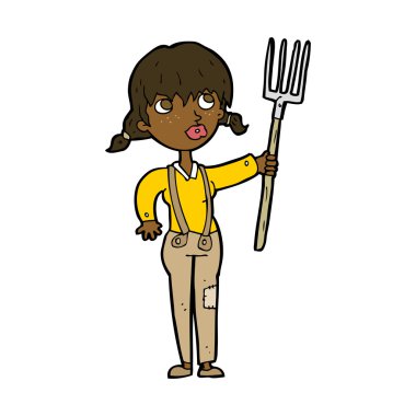 karikatür çiftçi kız