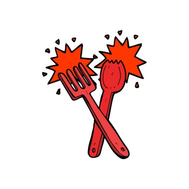 karikatür çatal bıçak takımı