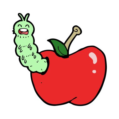 çizgi film böceği elma yiyor.