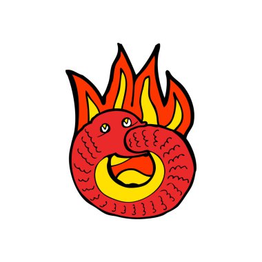 Çizgi film yılanı kendi kuyruğunu yiyor.