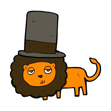 Çizgi film aslanı silindir şapkalı