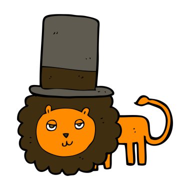 Çizgi film aslanı silindir şapkalı