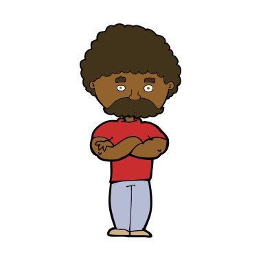 Çizgi film babası kollarını kavuşturmuş.