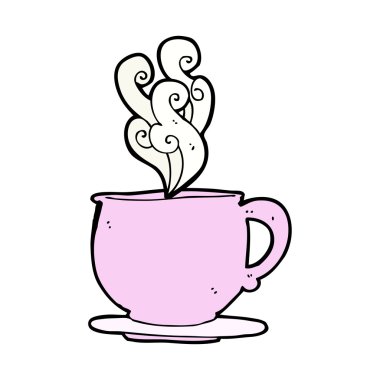 karikatür çay fincanı şeker küpleriyle