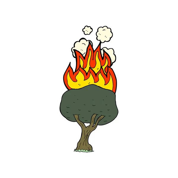 Cartoon tree on fire — Stock Vector