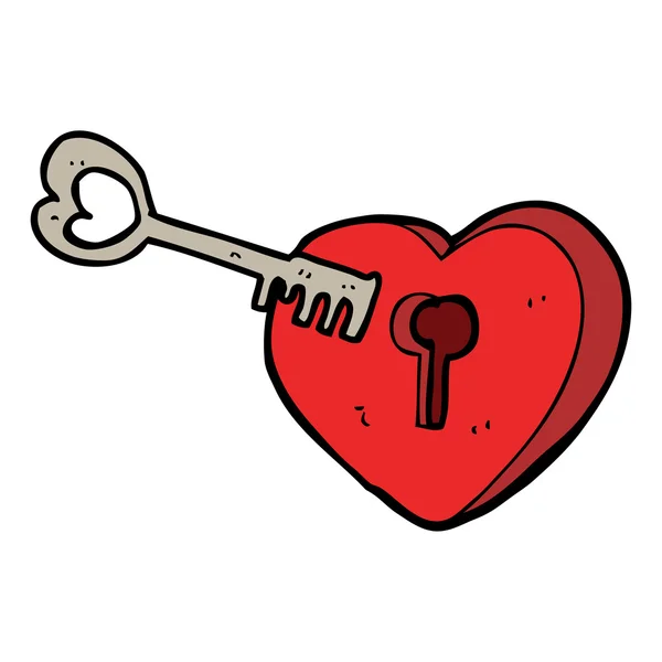 หัวใจการ์ตูนที่มีรูกุญแจ — ภาพเวกเตอร์สต็อก