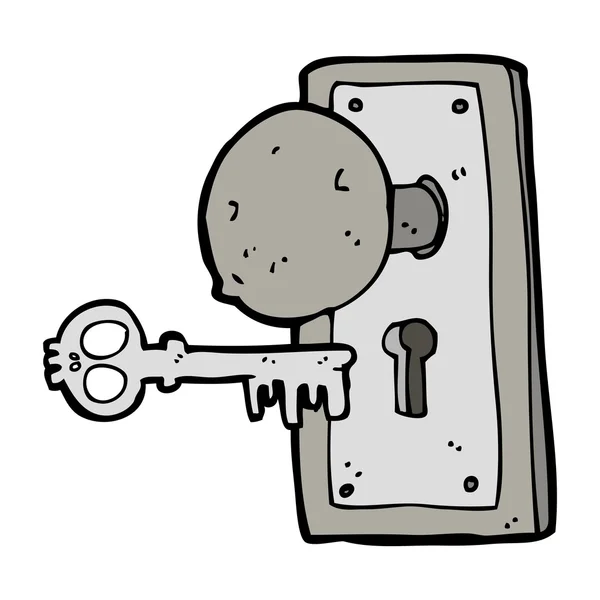Cartone animato spettrale vecchia maniglia della porta — Vettoriale Stock