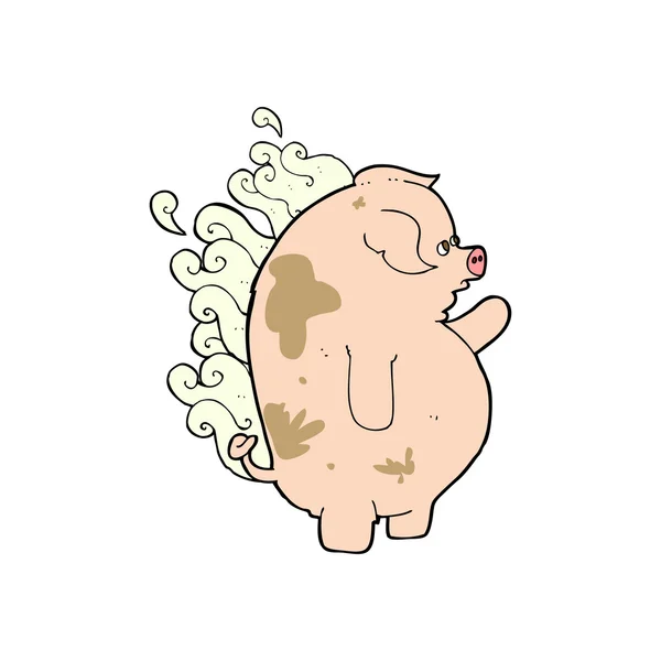Kartun babi gemuk bau - Stok Vektor