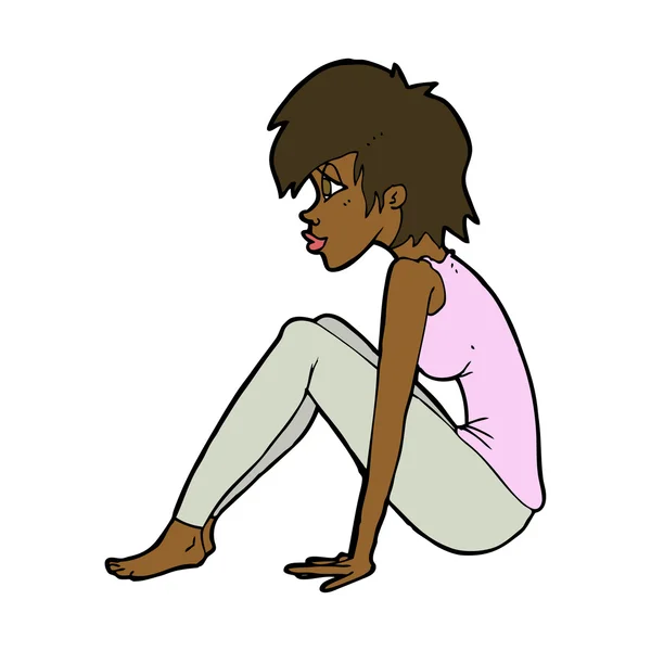 Caricature femme assise — Image vectorielle