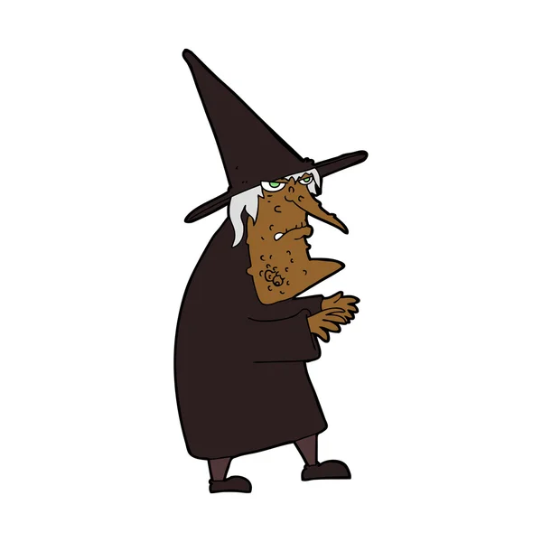 Cartoon ugly old witch — Stock Vector