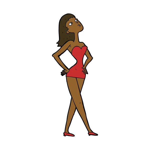 Karikatur einer Frau im Partykleid — Stockvektor