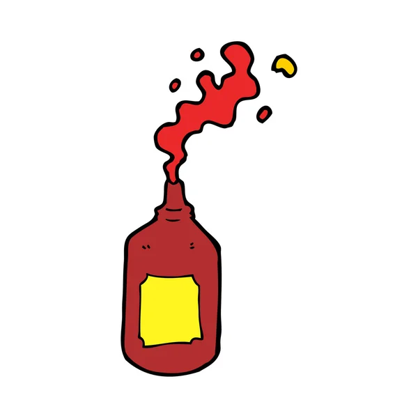 Cartoon squirting ketchup bottle — Stock Vector