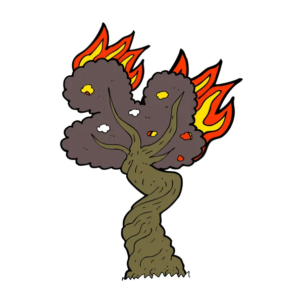 Desenhos animados queimando árvore velha —  Vetores de Stock