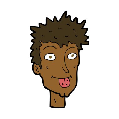 Çizgi filmci dilini çıkartıyor.