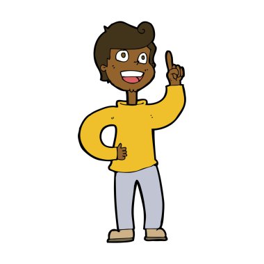 Harika bir fikri olan çizgi film çocuğu.