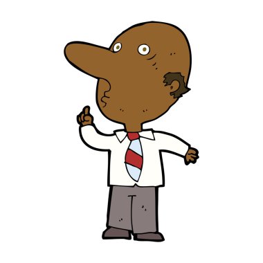 Çizgi filmdeki kel adam soru soruyor.