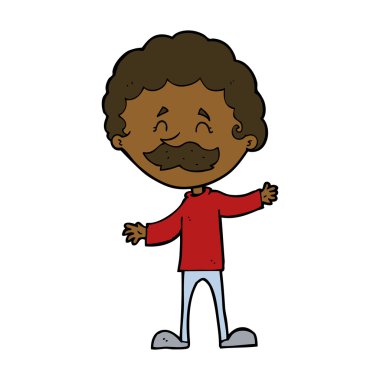 Çizgi filmdeki bıyıklı mutlu adam