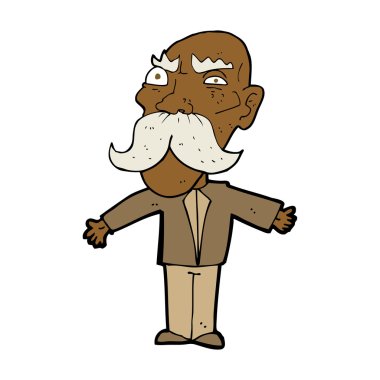 Çizgi film kızgın yaşlı adam.