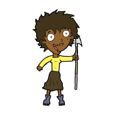 Mızraklı çılgın kadın çizgi filmi.