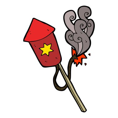Yanan fitili olan havai fişek karikatürü