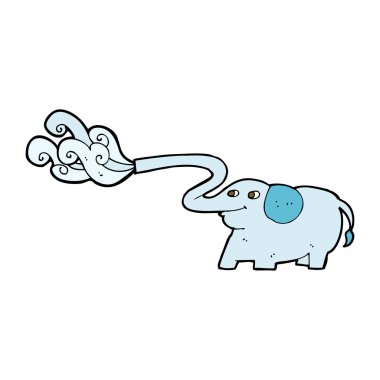 karikatür fili su fışkırtıyor.