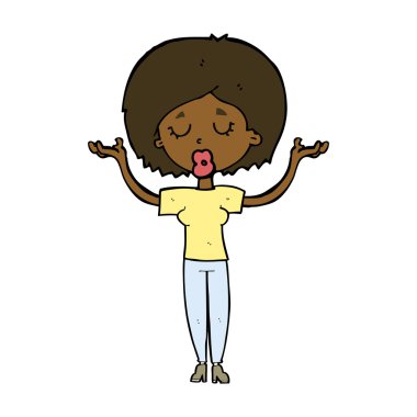 karikatür huzurlu kadın